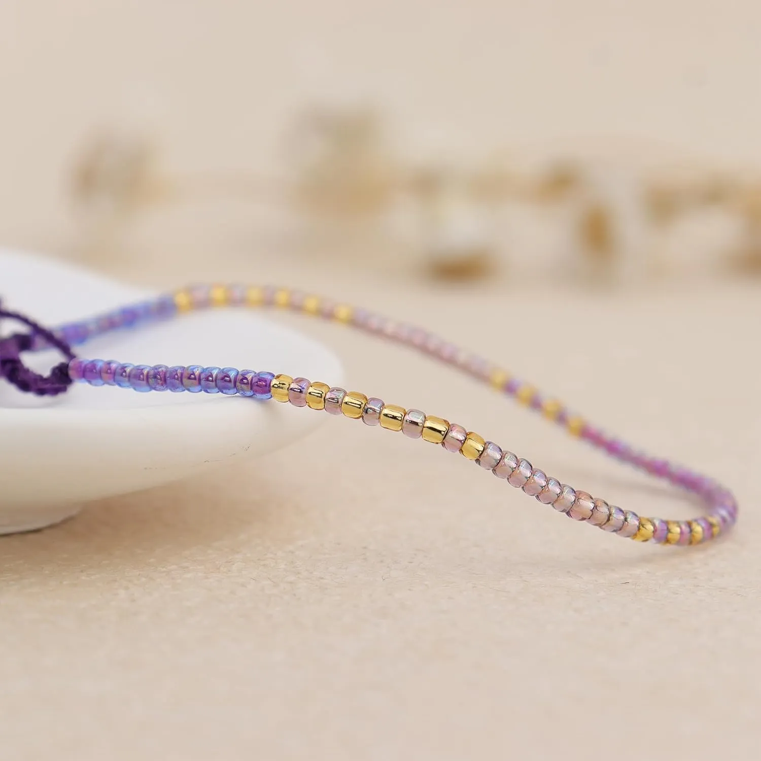 Seed Beaded Bracelets for Women, Boho Handmade Adjustable Colorful Beads Strand Summer Beach Jewelry Gift.