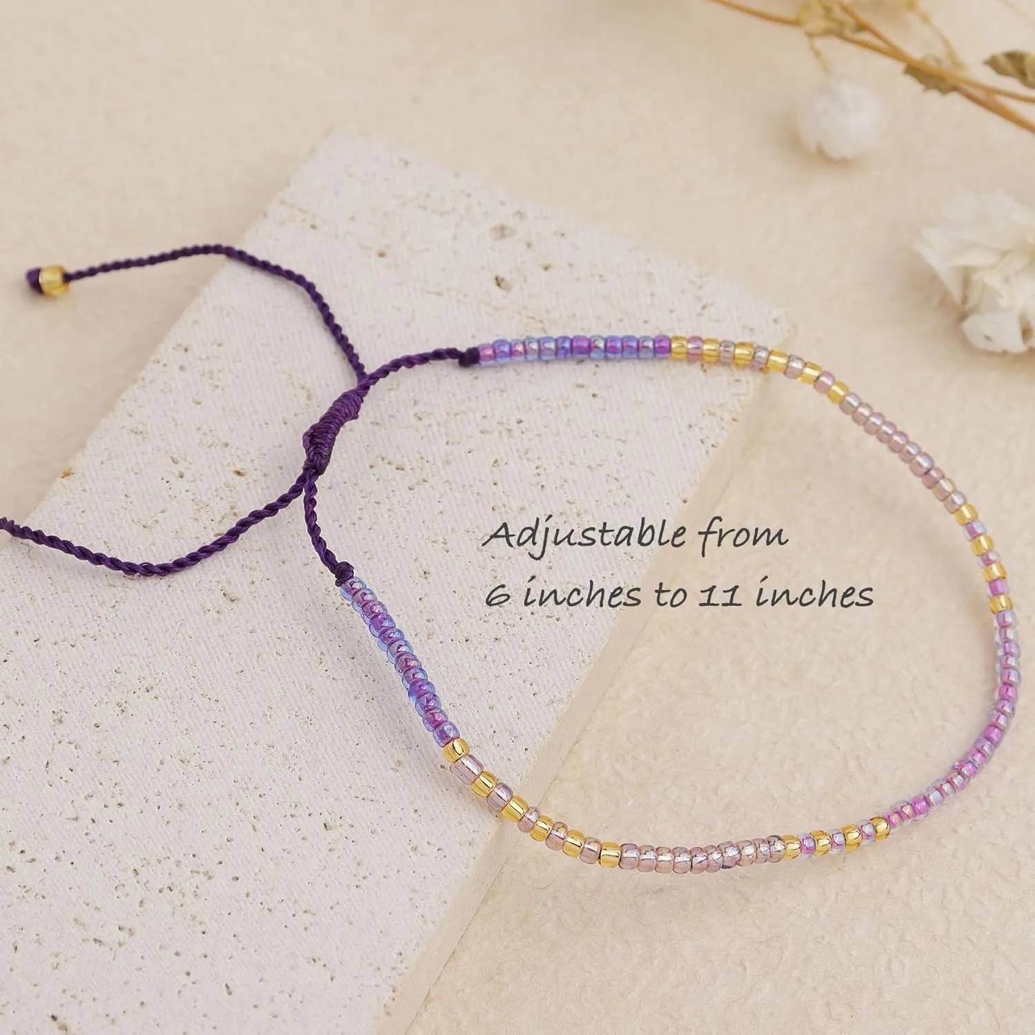 Seed Beaded Bracelets for Women, Boho Handmade Adjustable Colorful Beads Strand Summer Beach Jewelry Gift.