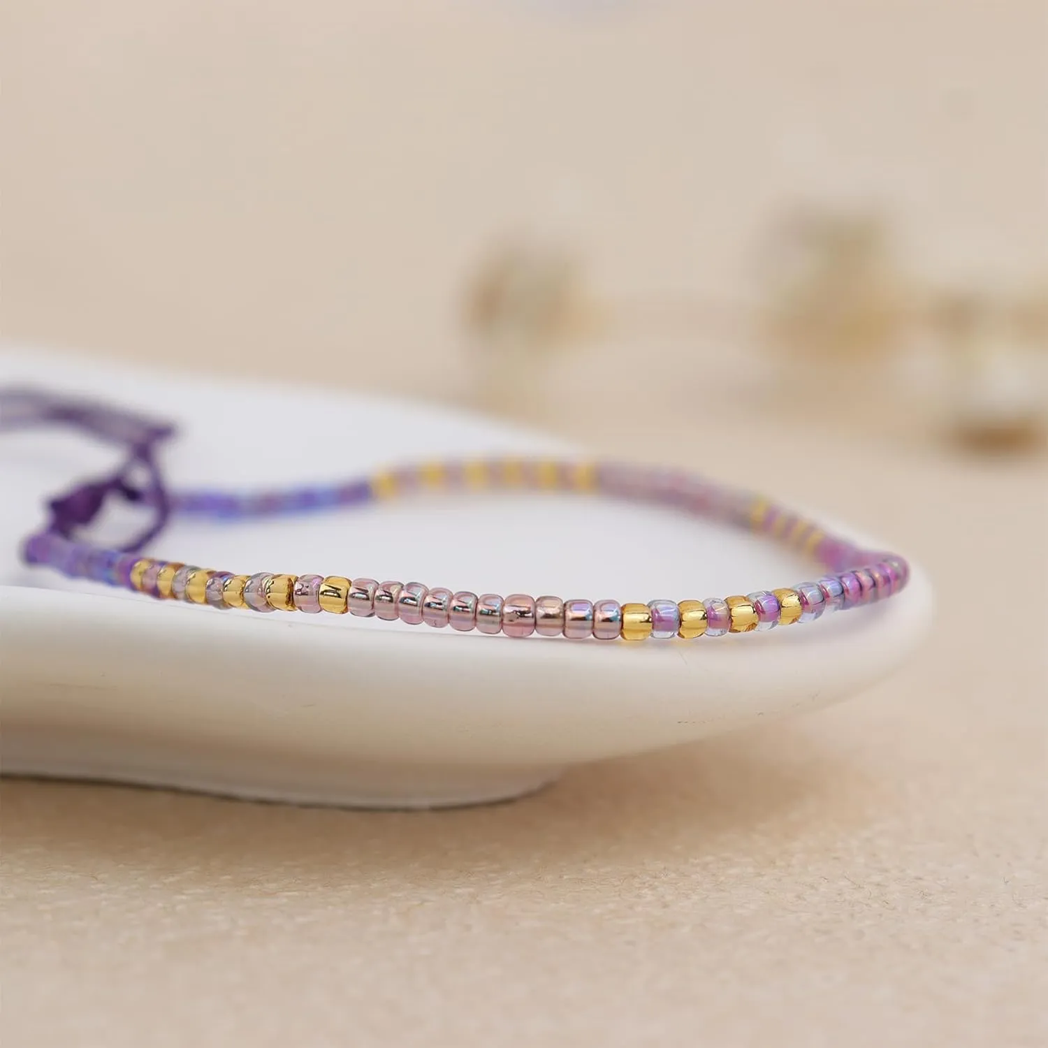 Seed Beaded Bracelets for Women, Boho Handmade Adjustable Colorful Beads Strand Summer Beach Jewelry Gift.