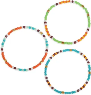 Seed Beads Stack Bracelets Set for Women, Boho Handmade Colorful Beaded Friendship Stretch Bracelet Holiday Prom Jewelry Gift.