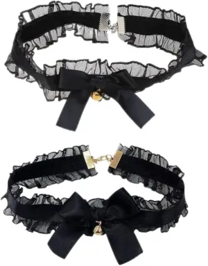 Sexy Lace Bow-Knot Choker Necklace Fashion Collar Necklace Vintage Soft Lace Neck Cahin Ribbon Necklaces Jewelry