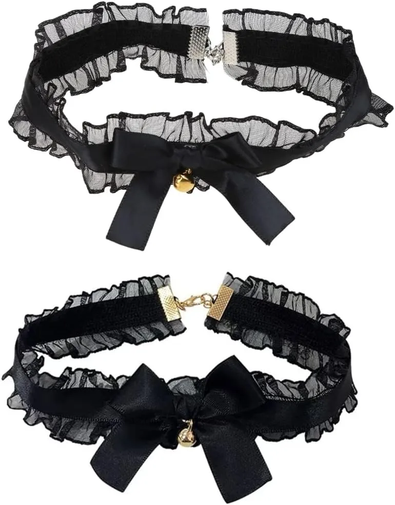Sexy Lace Bow-Knot Choker Necklace Fashion Collar Necklace Vintage Soft Lace Neck Cahin Ribbon Necklaces Jewelry