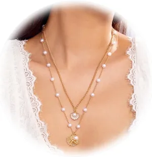 Shell Necklace for Women Layer Seashell Necklaces Boho Summer Beach Starfish Necklace