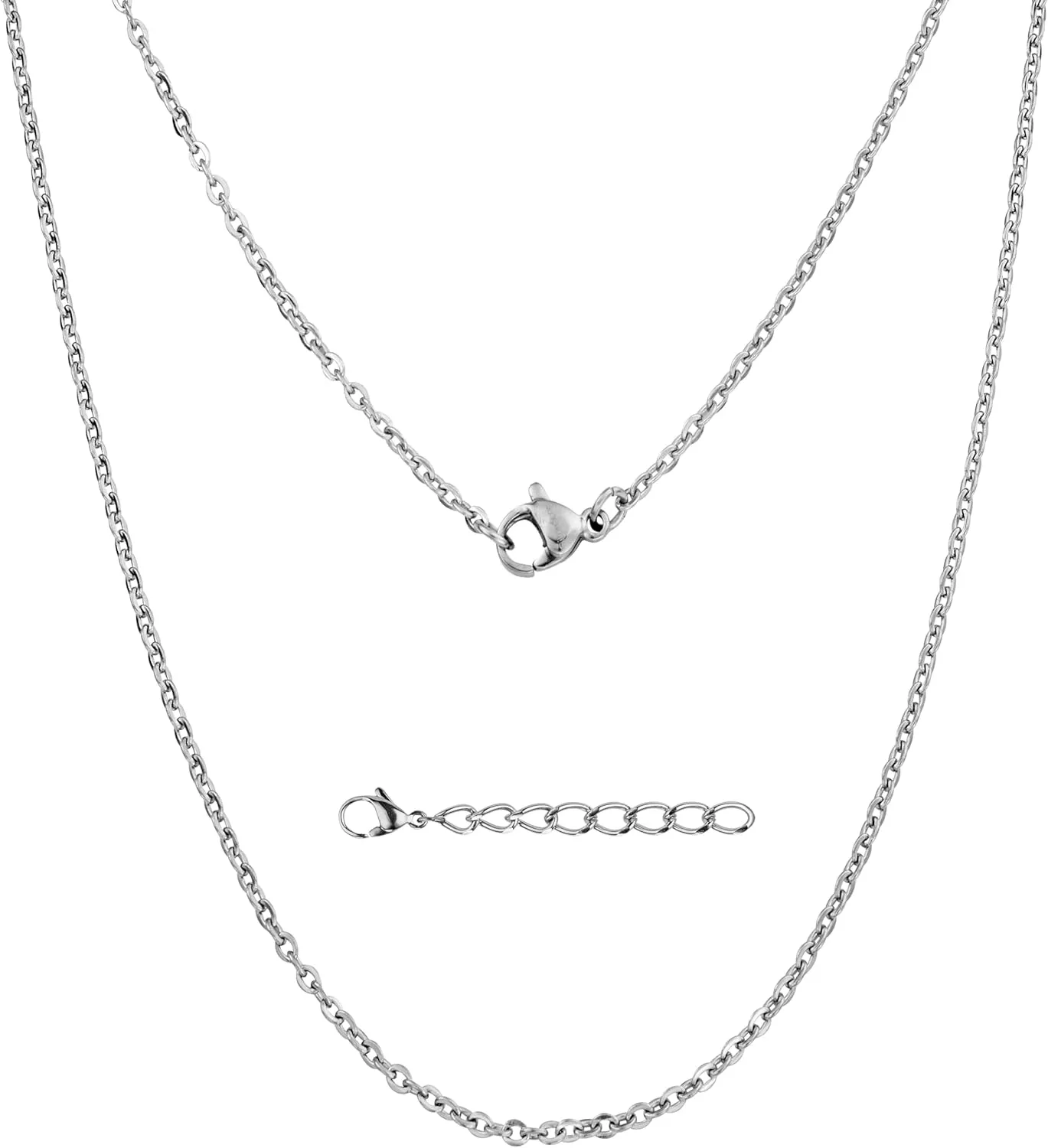 Silvadore Mens Dog Tag Chain Necklace - Silver ROPE Chain / BALL Chain / Stainless Steel CUBAN Link - Real NON TARNISH Surgical Metal - Cable Snake Curb Neck Jewelry - Cadena De Plata Para Hombre - Boys Cool Sterling Gift for Men - 18 to 36 inch