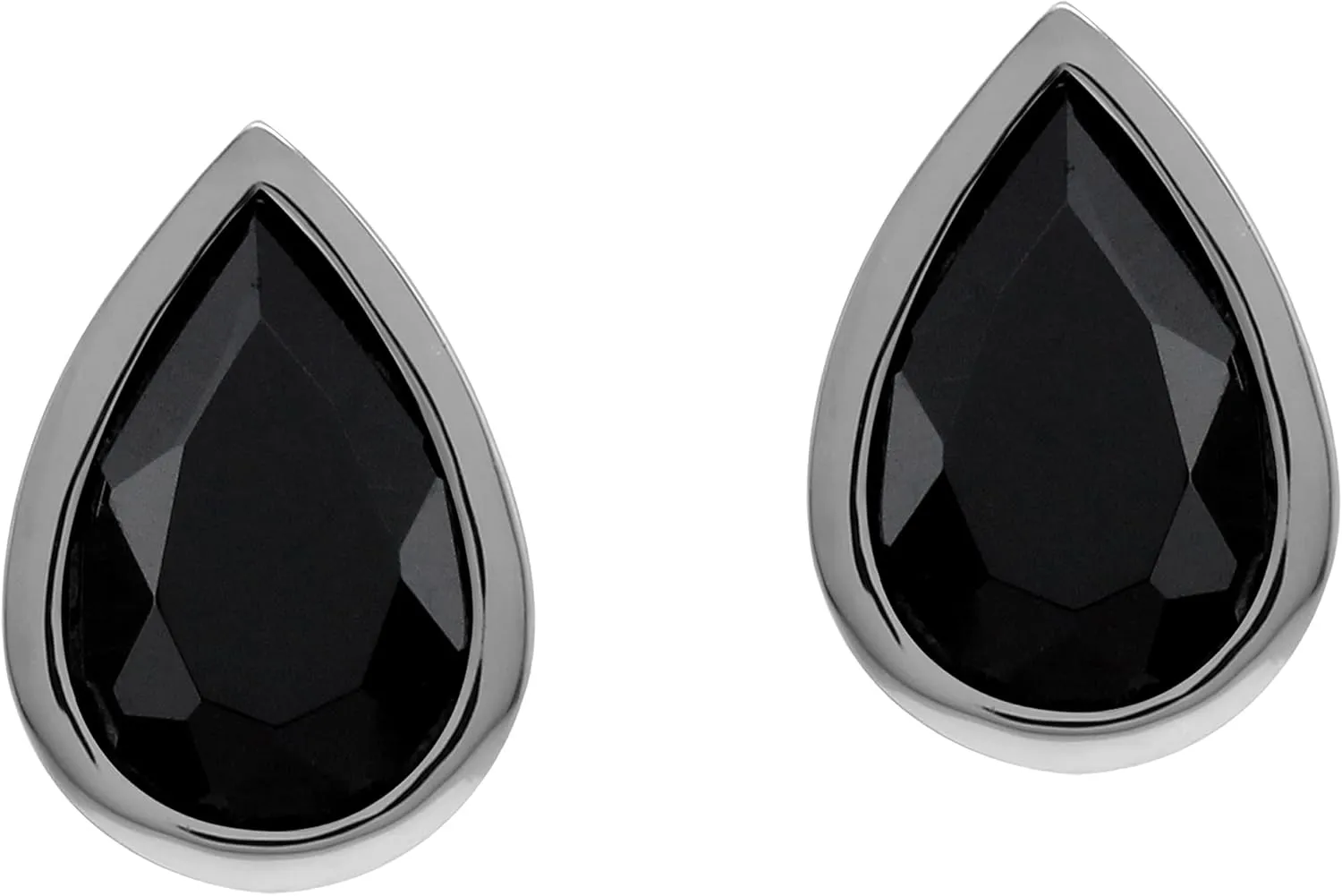 Silvershake 9X6mm Pear Drop Shape Gemstone White Gold Plated or Yellow Gold Plated 925 Sterling Silver Business Attire Bezel Set Stud Post Earrings for Women or Teens