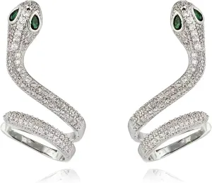 Snake Zircon Ear Climber Earrings Silver Ear Cuff Earrings Snake Wrap Climber Earrings Piercing Cartilage Cuff Earrings Halloween Cosplay Jewelry for Women