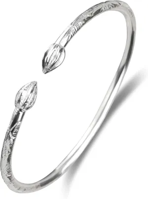 Solid .925 Sterling Silver Bangle Cuff Bracelet Large For Women Gold Plated Jewelry Stretch Bracelets Friendship Gift Birthday Gifts West Indian Bangle Cocoa - 1 piece