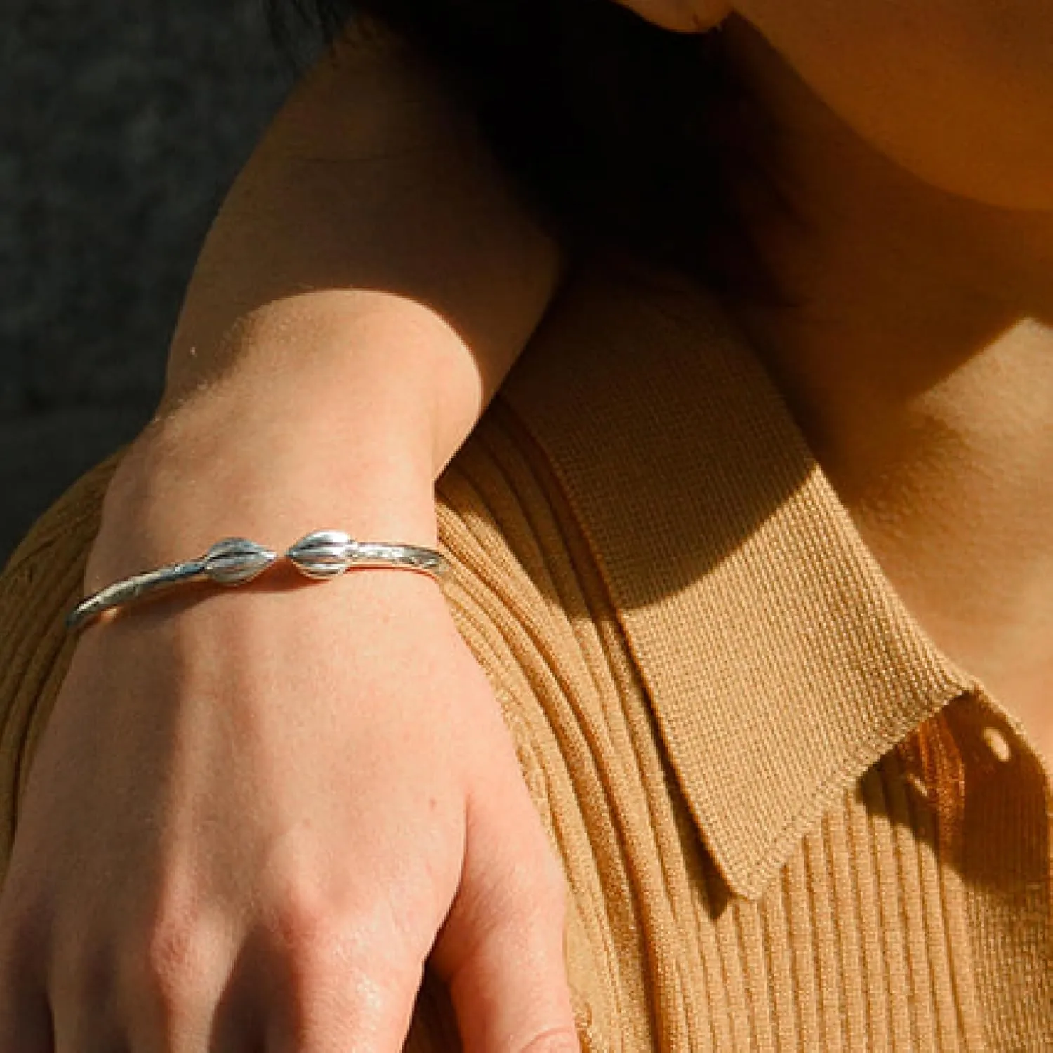 Solid .925 Sterling Silver Bangle Cuff Bracelet Large For Women Gold Plated Jewelry Stretch Bracelets Friendship Gift Birthday Gifts West Indian Bangle Cocoa - 1 piece