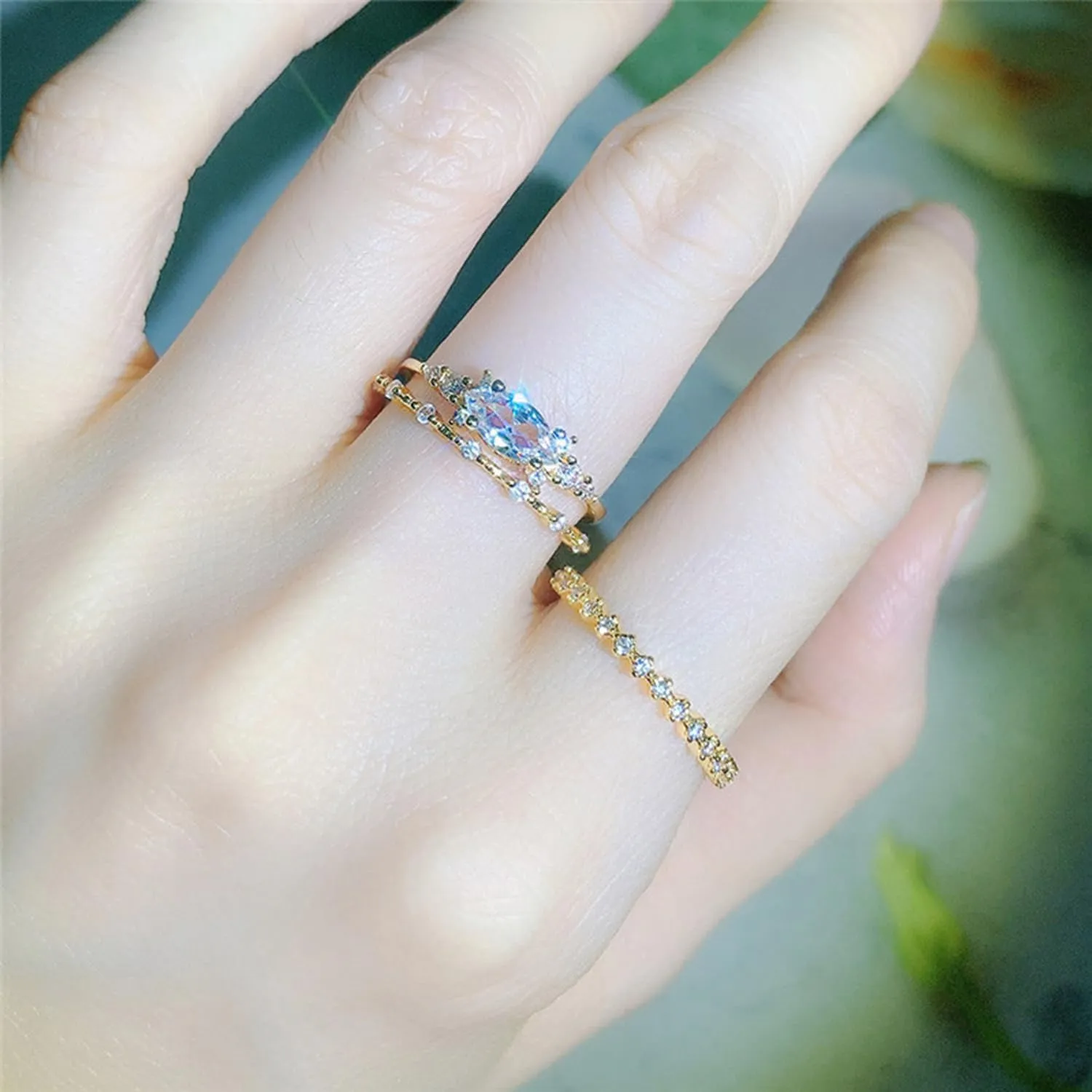 Stackable Gold Rings Set for Womem Dainty 14K Gold Plated Non Tarnish Stackable Rings Cubic Zirconia Stacking Ring for Size 6-10 Wedding Rings for Women Aesthetic Jewelry Gifts
