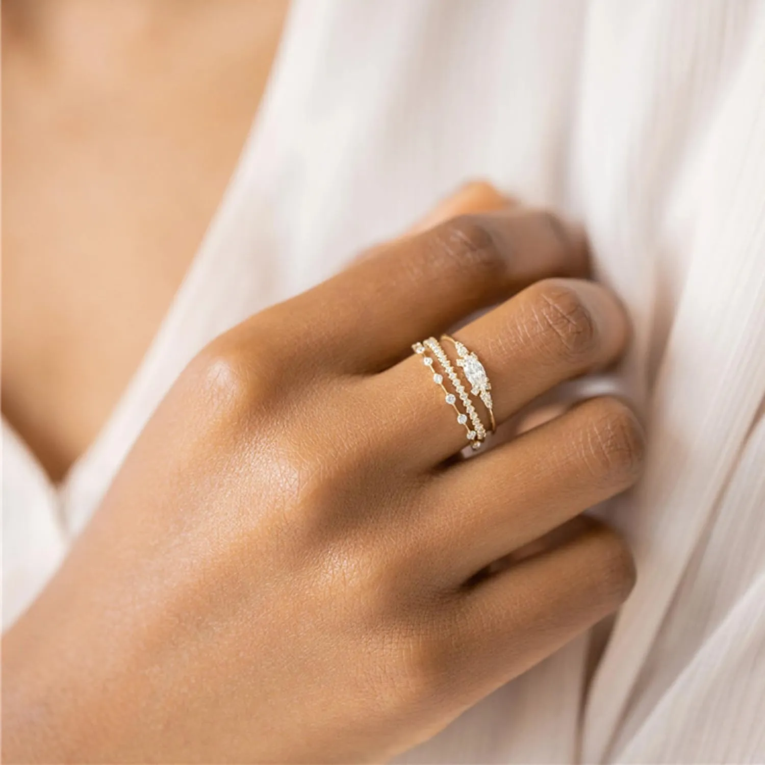 Stackable Gold Rings Set for Womem Dainty 14K Gold Plated Non Tarnish Stackable Rings Cubic Zirconia Stacking Ring for Size 6-10 Wedding Rings for Women Aesthetic Jewelry Gifts