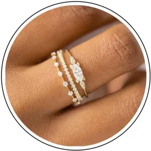 Stackable Gold Rings Set for Womem Dainty 14K Gold Plated Non Tarnish Stackable Rings Cubic Zirconia Stacking Ring for Size 6-10 Wedding Rings for Women Aesthetic Jewelry Gifts