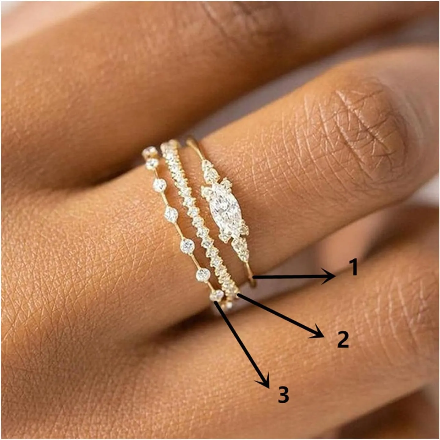 Stackable Gold Rings Set for Womem Dainty 14K Gold Plated Non Tarnish Stackable Rings Cubic Zirconia Stacking Ring for Size 6-10 Wedding Rings for Women Aesthetic Jewelry Gifts