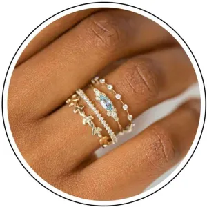 Stackable Gold Rings Set for Womem Dainty 14K Gold Plated Non Tarnish Stackable Rings Cubic Zirconia Stacking Ring for Size 6-10 Wedding Rings for Women Aesthetic Jewelry Gifts