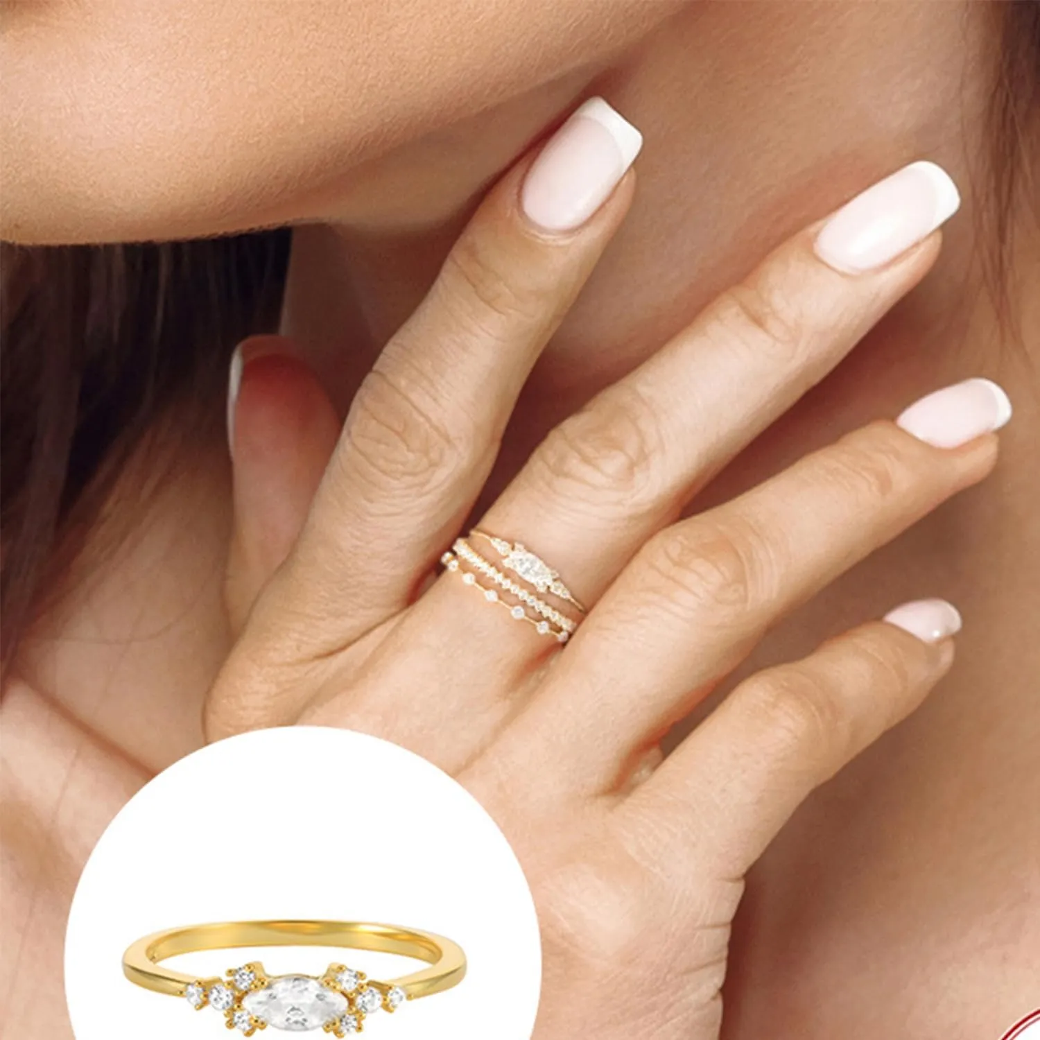 Stackable Gold Rings Set for Womem Dainty 14K Gold Plated Non Tarnish Stackable Rings Cubic Zirconia Stacking Ring for Size 6-10 Wedding Rings for Women Aesthetic Jewelry Gifts