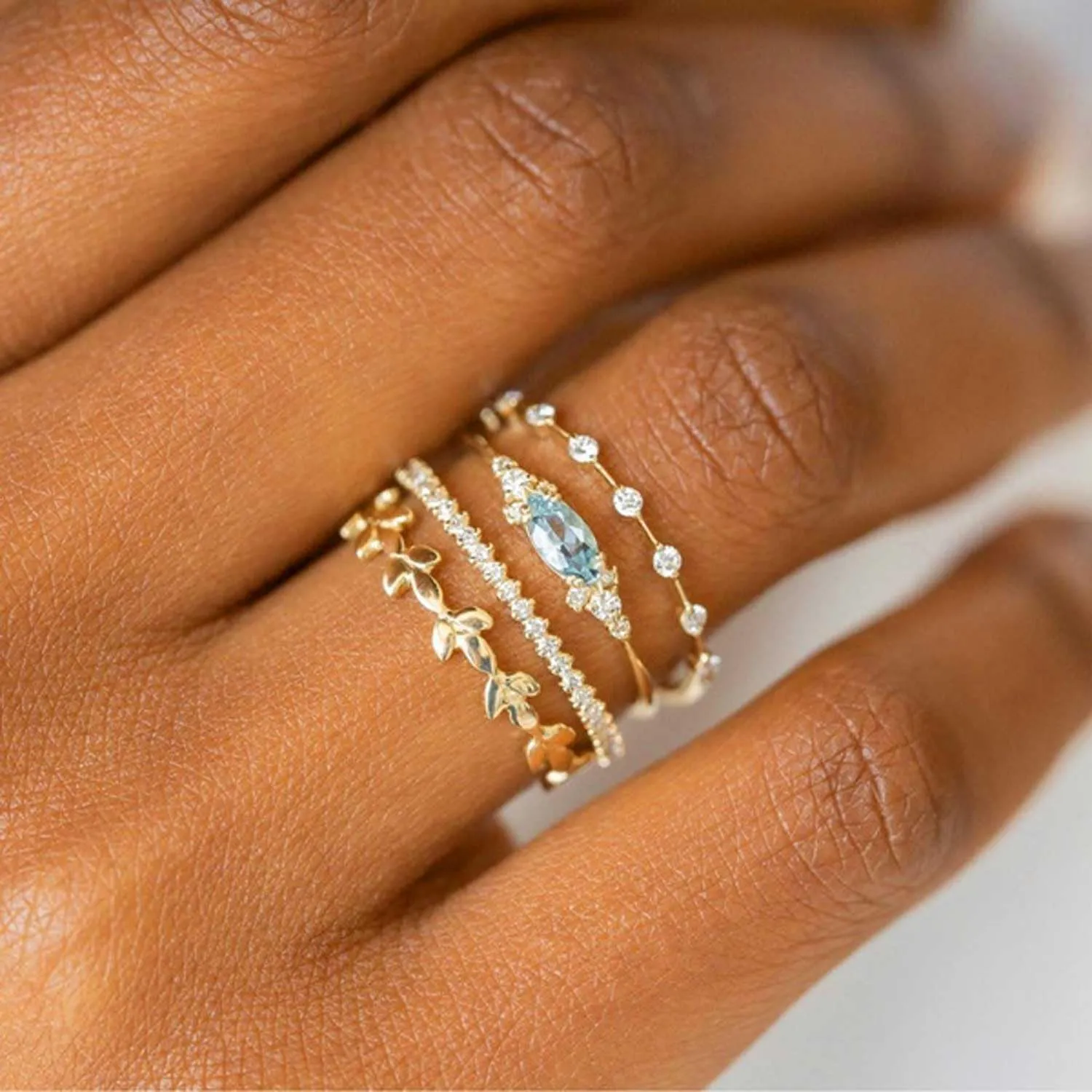 Stackable Gold Rings Set for Womem Dainty 14K Gold Plated Non Tarnish Stackable Rings Cubic Zirconia Stacking Ring for Size 6-10 Wedding Rings for Women Aesthetic Jewelry Gifts