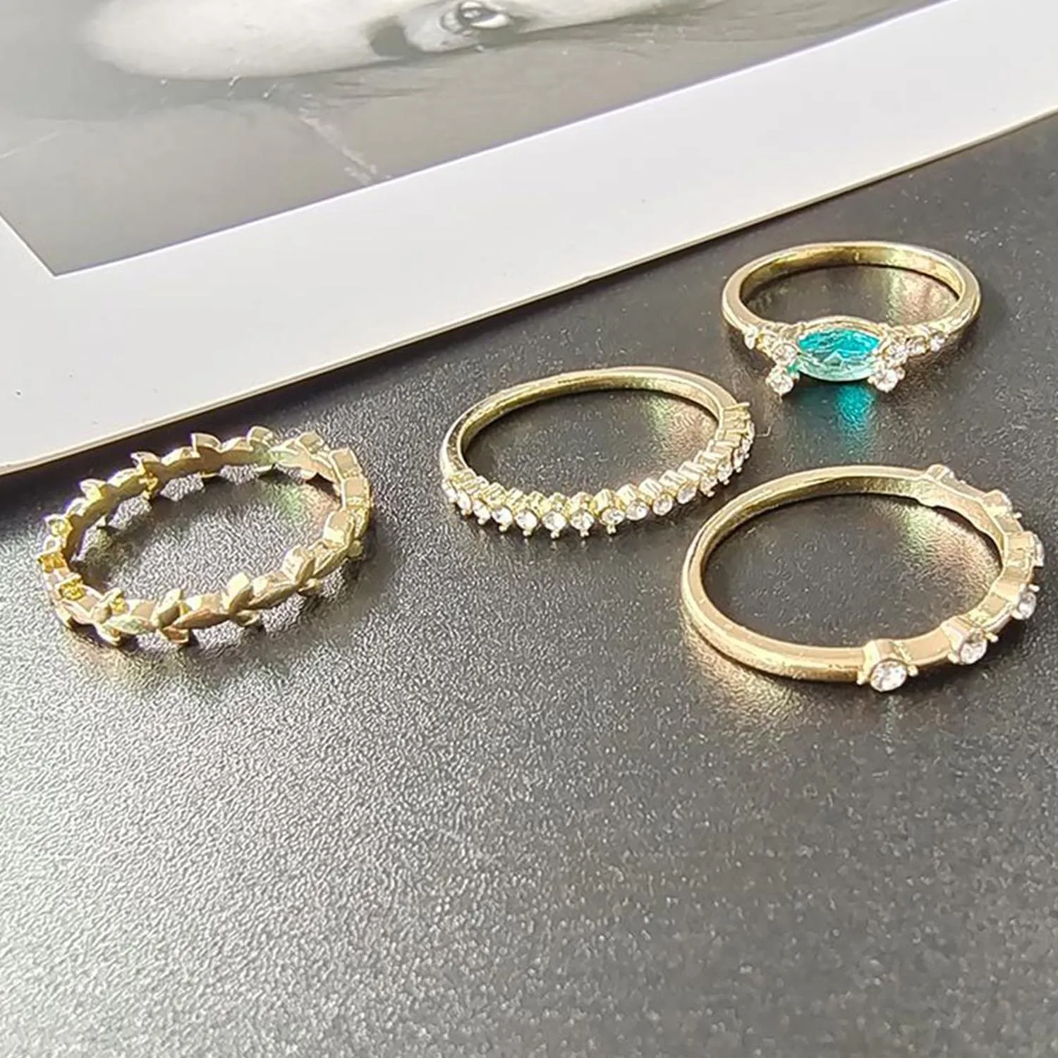 Stackable Gold Rings Set for Womem Dainty 14K Gold Plated Non Tarnish Stackable Rings Cubic Zirconia Stacking Ring for Size 6-10 Wedding Rings for Women Aesthetic Jewelry Gifts