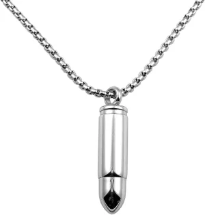 Stainless Steel Bullet Pendants Necklaces for Men Women, 23.6" Square Pearl Chain