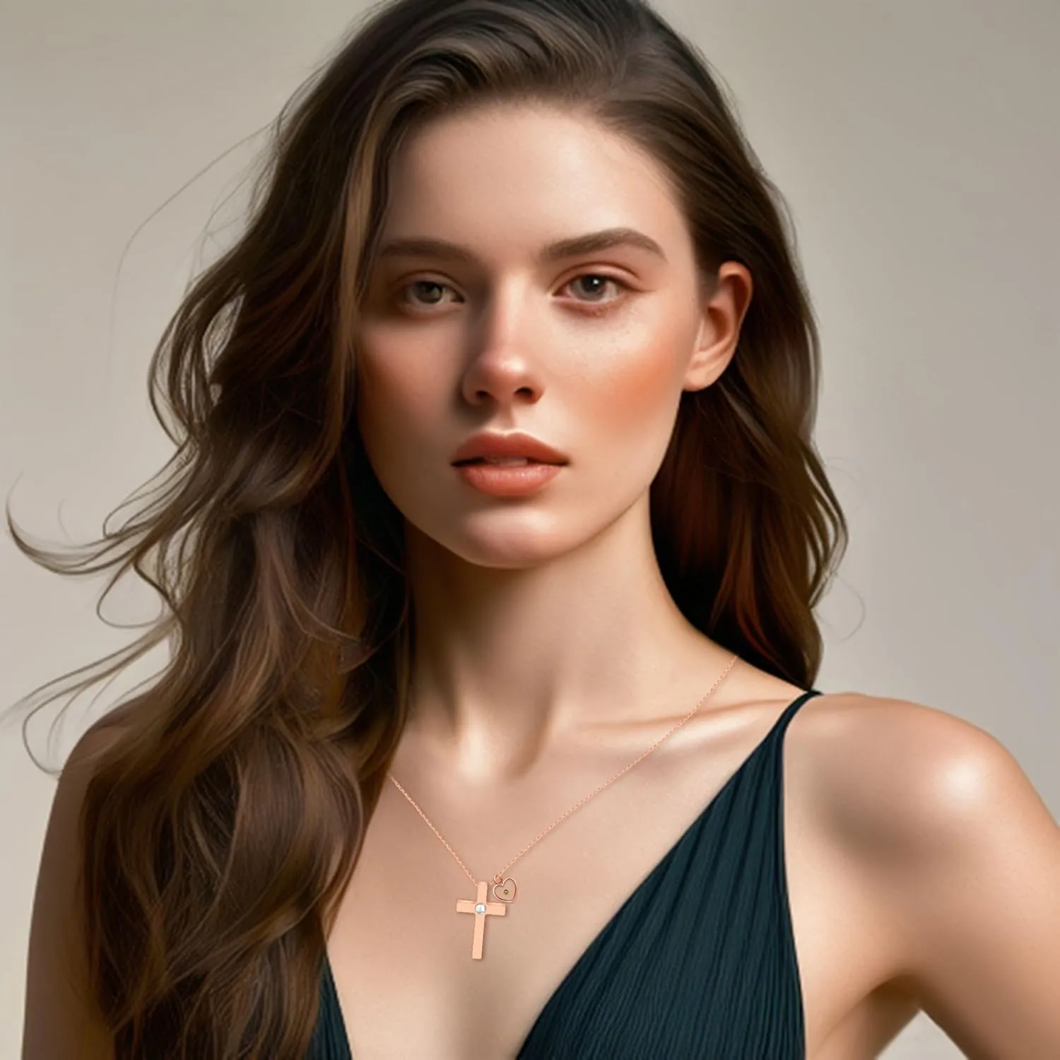 Stainless Steel Cross Necklace Faith Religious Pendant Hearth Pendant with Real Mustard Seed Necklaces for Men and Women