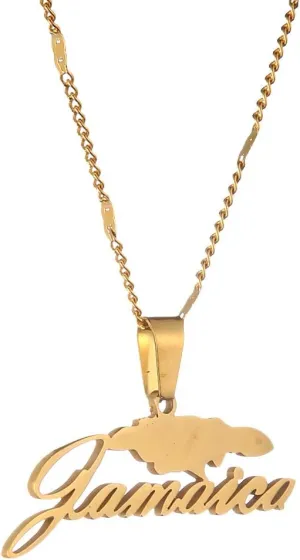 Stainless Steel Jamaica Map Pendant Necklaces for Women Jamaican Chain Jewelry Gifts