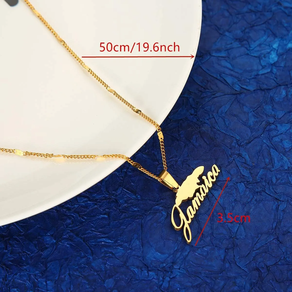 Stainless Steel Jamaica Map Pendant Necklaces for Women Jamaican Chain Jewelry Gifts