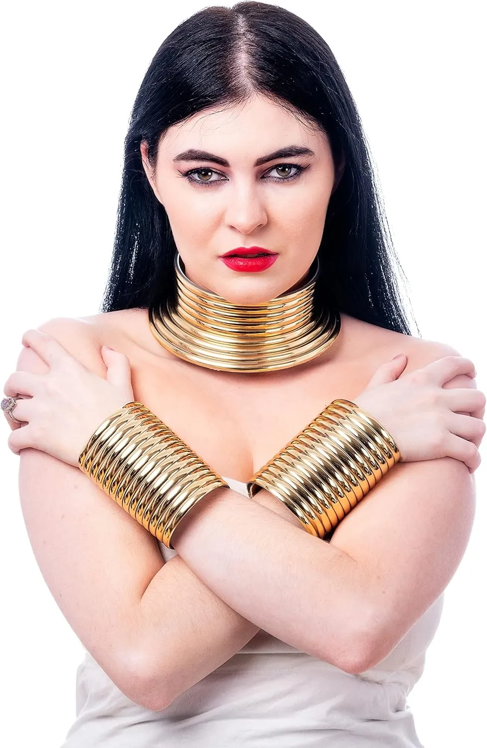 Statement Choker Chunky Necklace and Bracelets Set