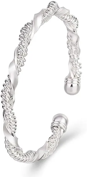 Sterling Silver Bangle Bracelets for Women,Fashion Jewelry Simple Adjustable 925 Silver Cuff Bangles for Women Mom Wife Valentine Mothers Day Gift