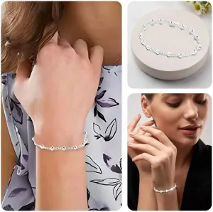 Sterling Silver Bracelets for Women - Exudes Beauty And Elegance - Stretch Beaded Charm Bracelet 925 Silver Bangles Jewelry Great For Birthday Gifts Birthday Anniversary - 7.5 Inches