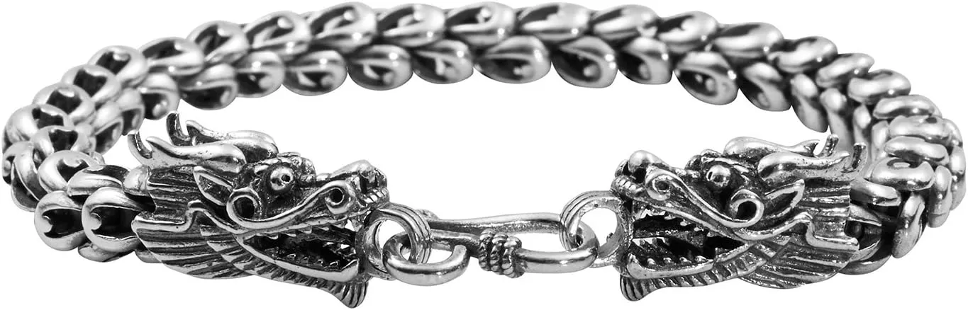 Sterling Silver Dragon Bracelet - Handmade Vintage 925 Jewelry 7'' 7.5'' 8'' 8.5'' or 9''