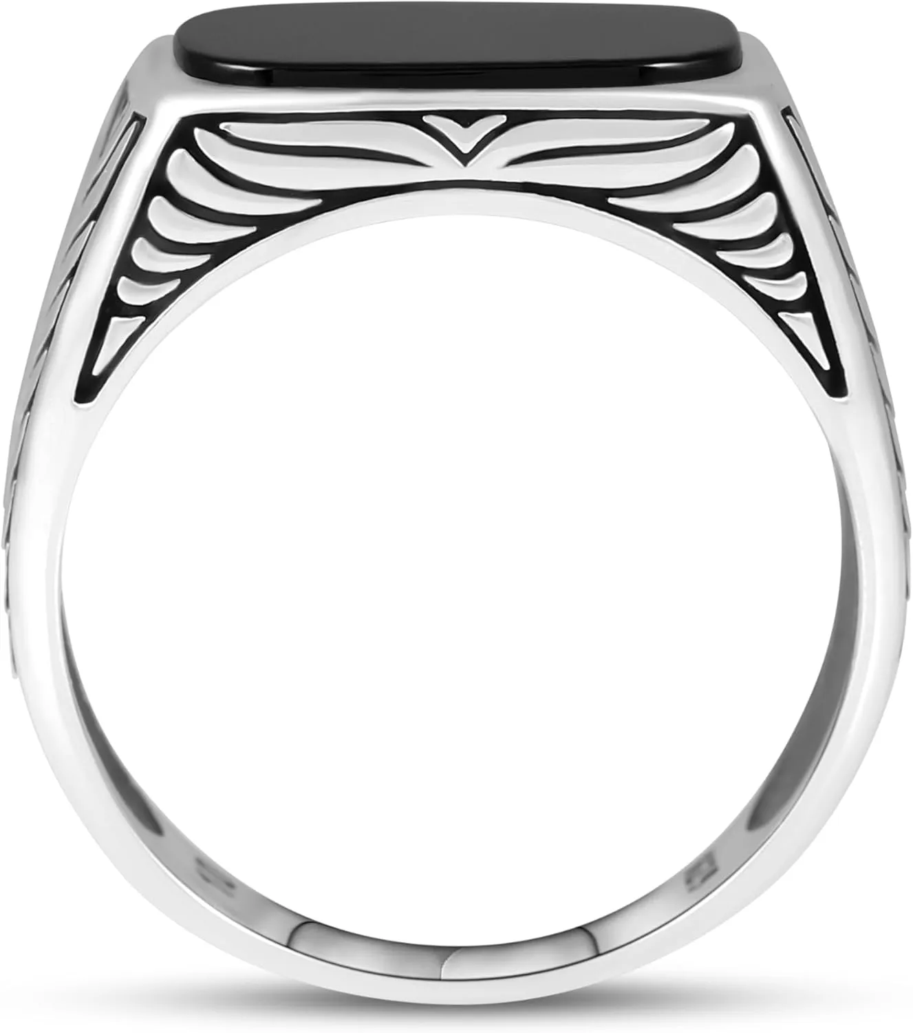 Sterling Silver Men's Ring with Onyx Stone, Classic and Bold Design