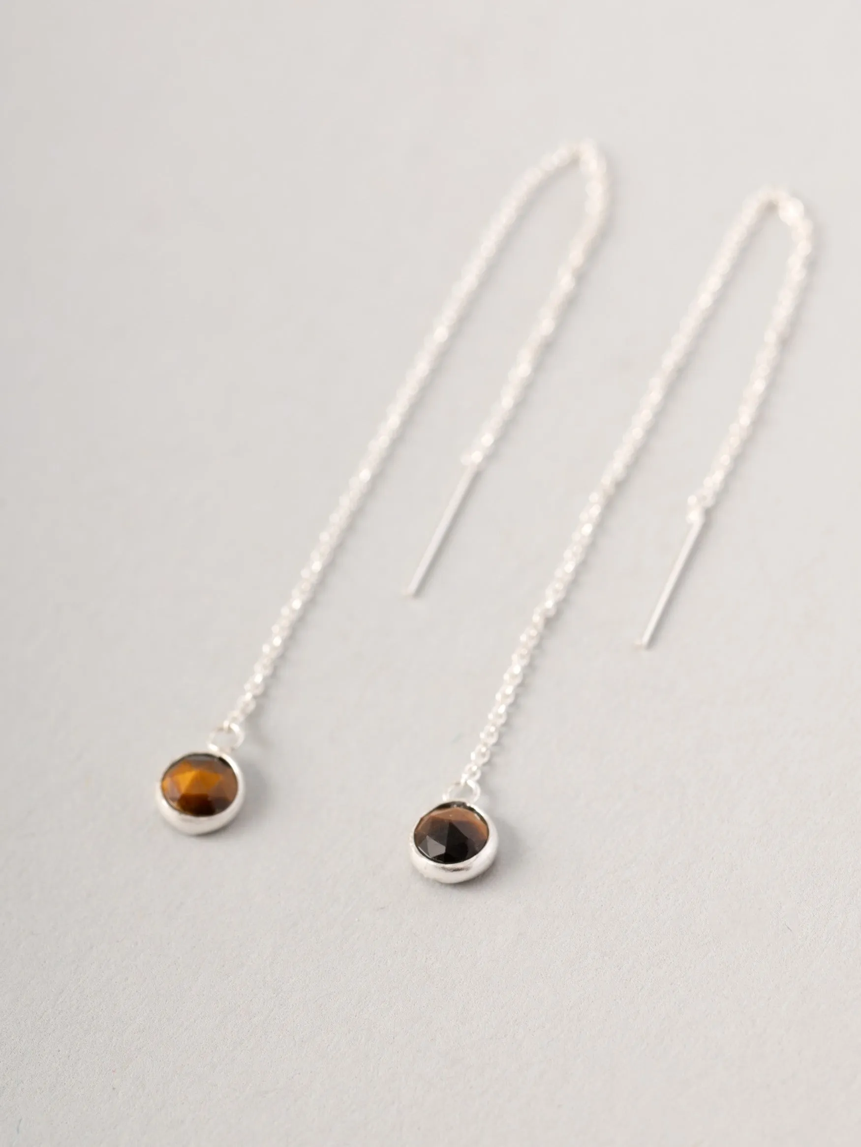 Sterling Silver Mini Gemstone Fine Chain Earrings