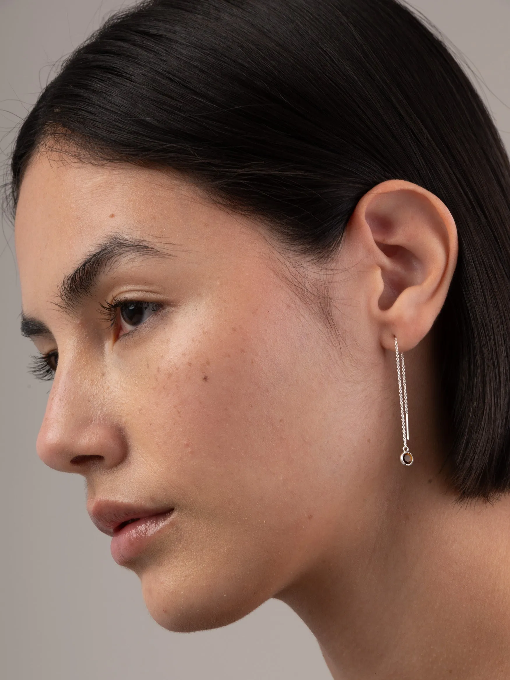 Sterling Silver Mini Gemstone Fine Chain Earrings