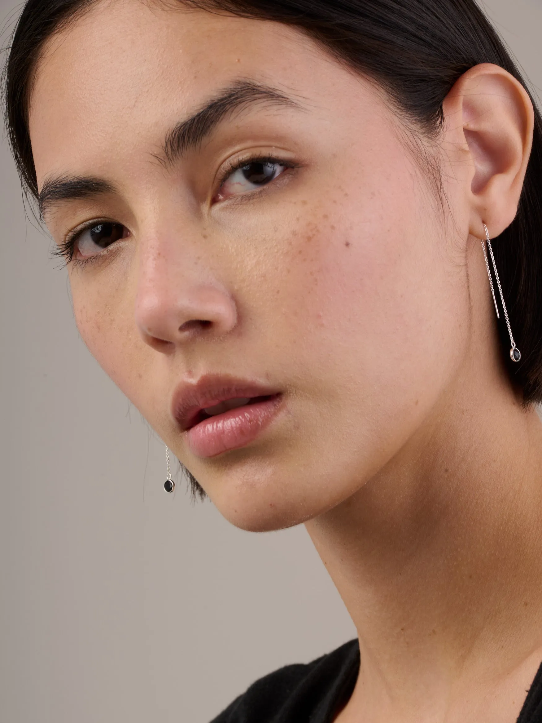 Sterling Silver Mini Gemstone Fine Chain Earrings