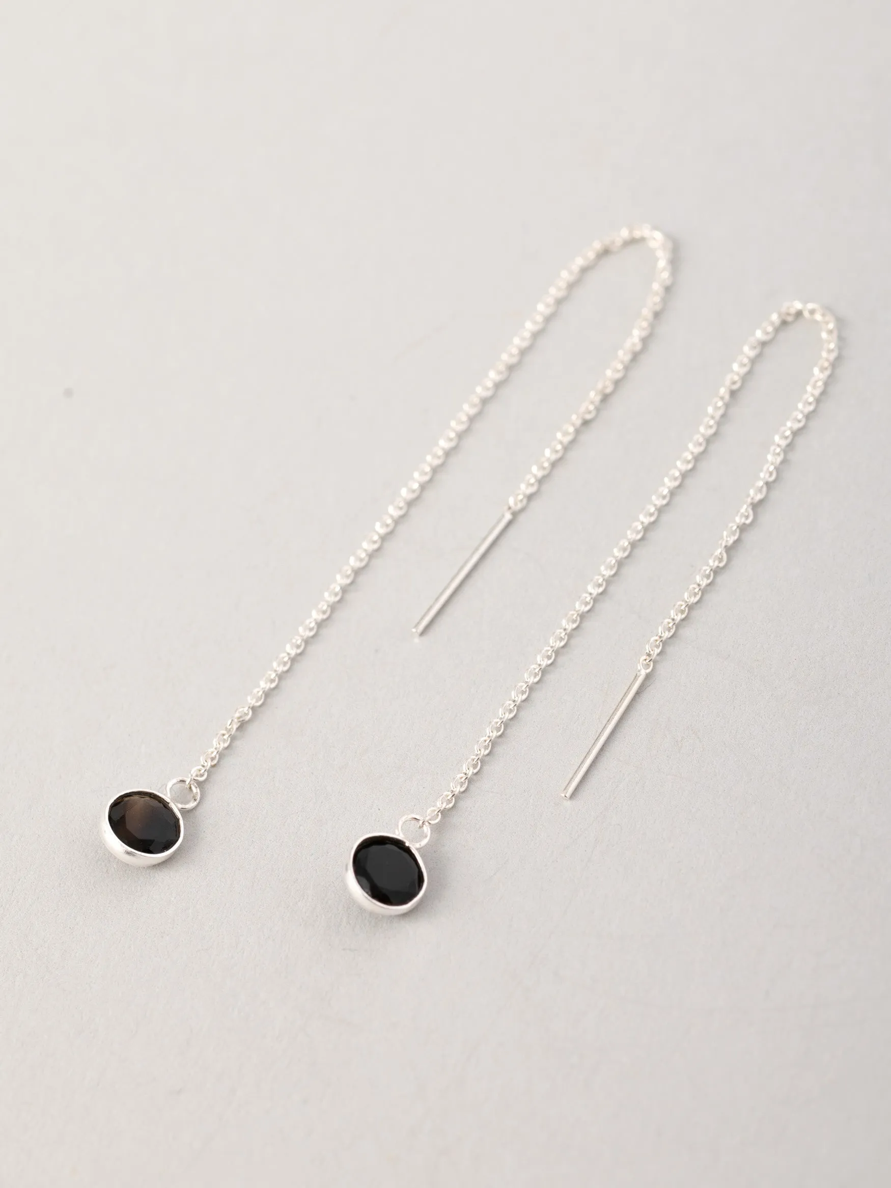 Sterling Silver Mini Gemstone Fine Chain Earrings