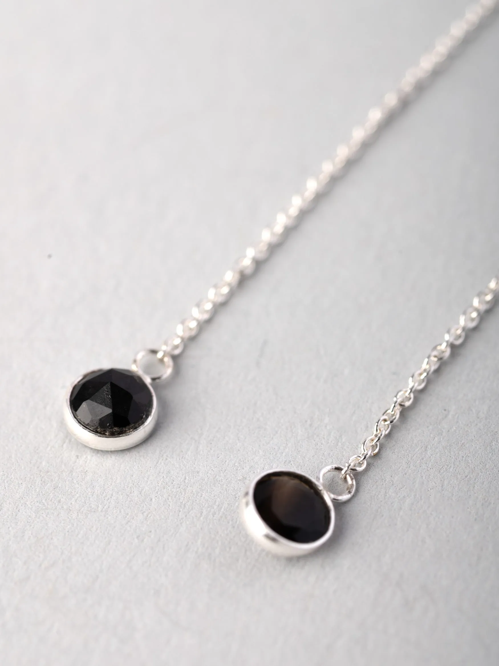 Sterling Silver Mini Gemstone Fine Chain Earrings