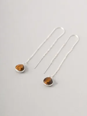 Sterling Silver Teardrop Gemstone Fine Chain Earrings
