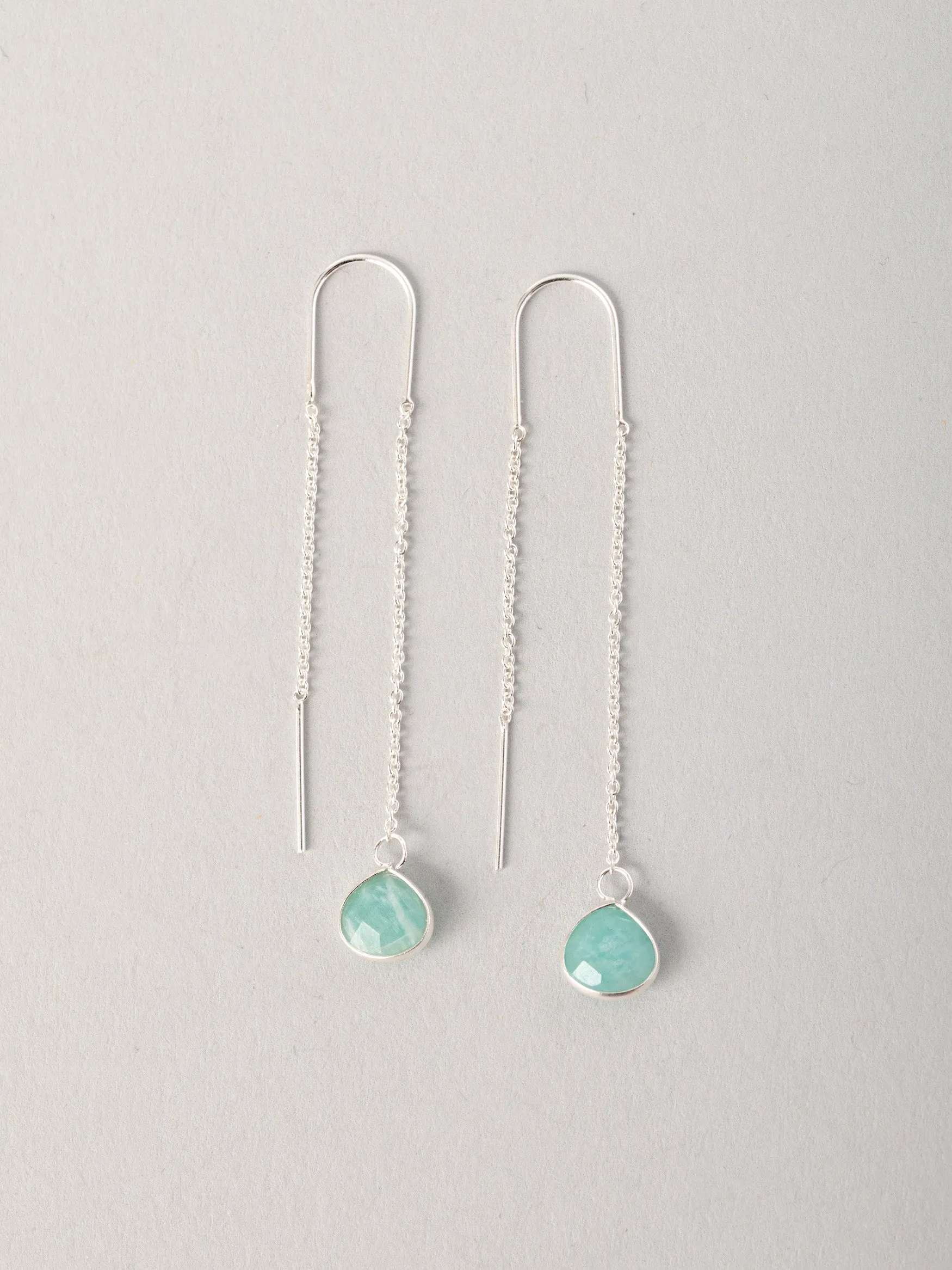 Sterling Silver Teardrop Gemstone Fine Chain Earrings