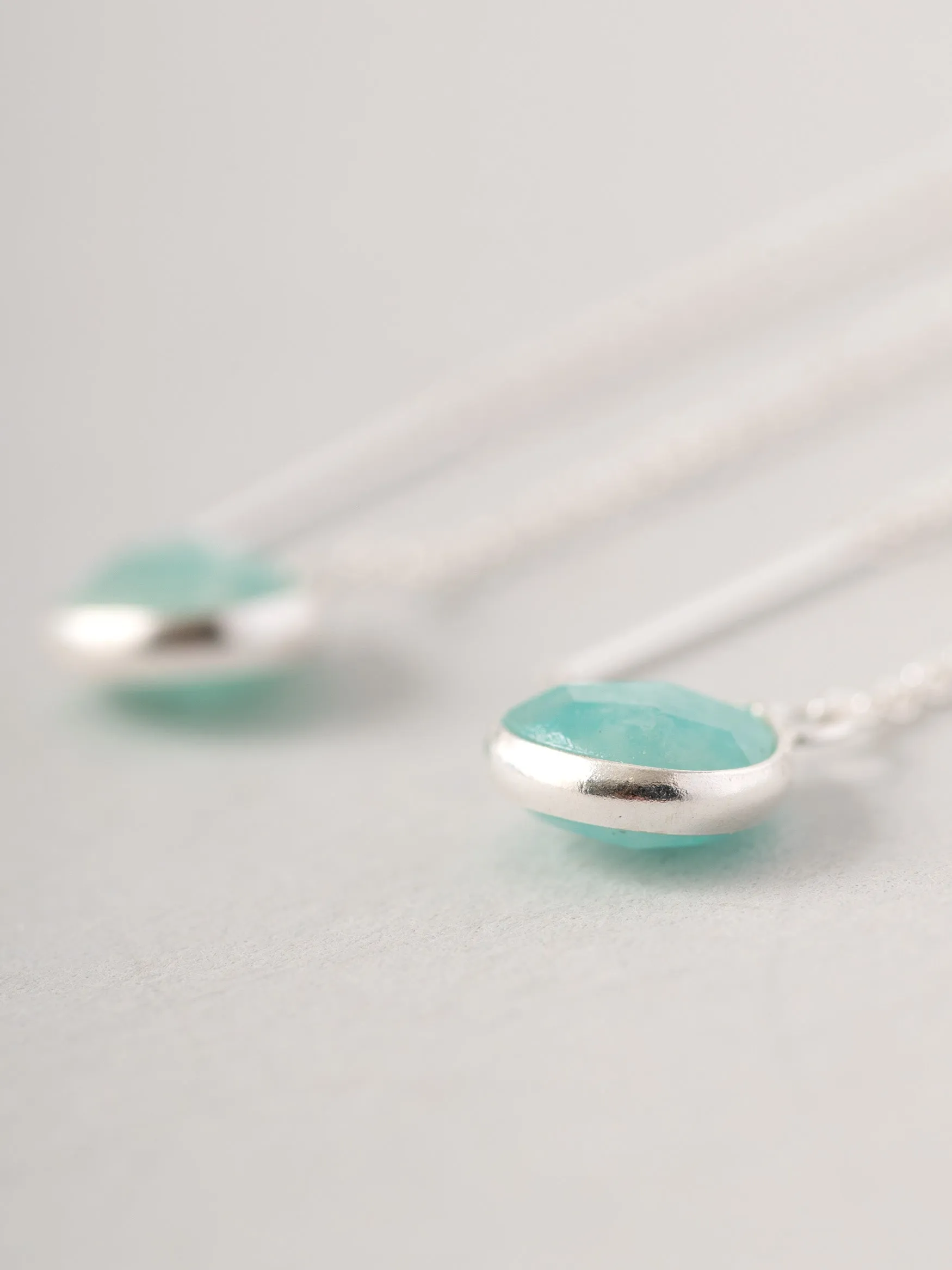 Sterling Silver Teardrop Gemstone Fine Chain Earrings