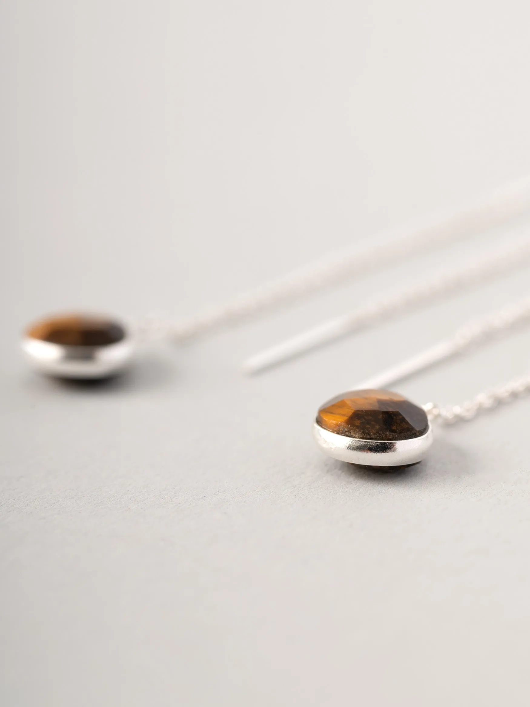 Sterling Silver Teardrop Gemstone Fine Chain Earrings