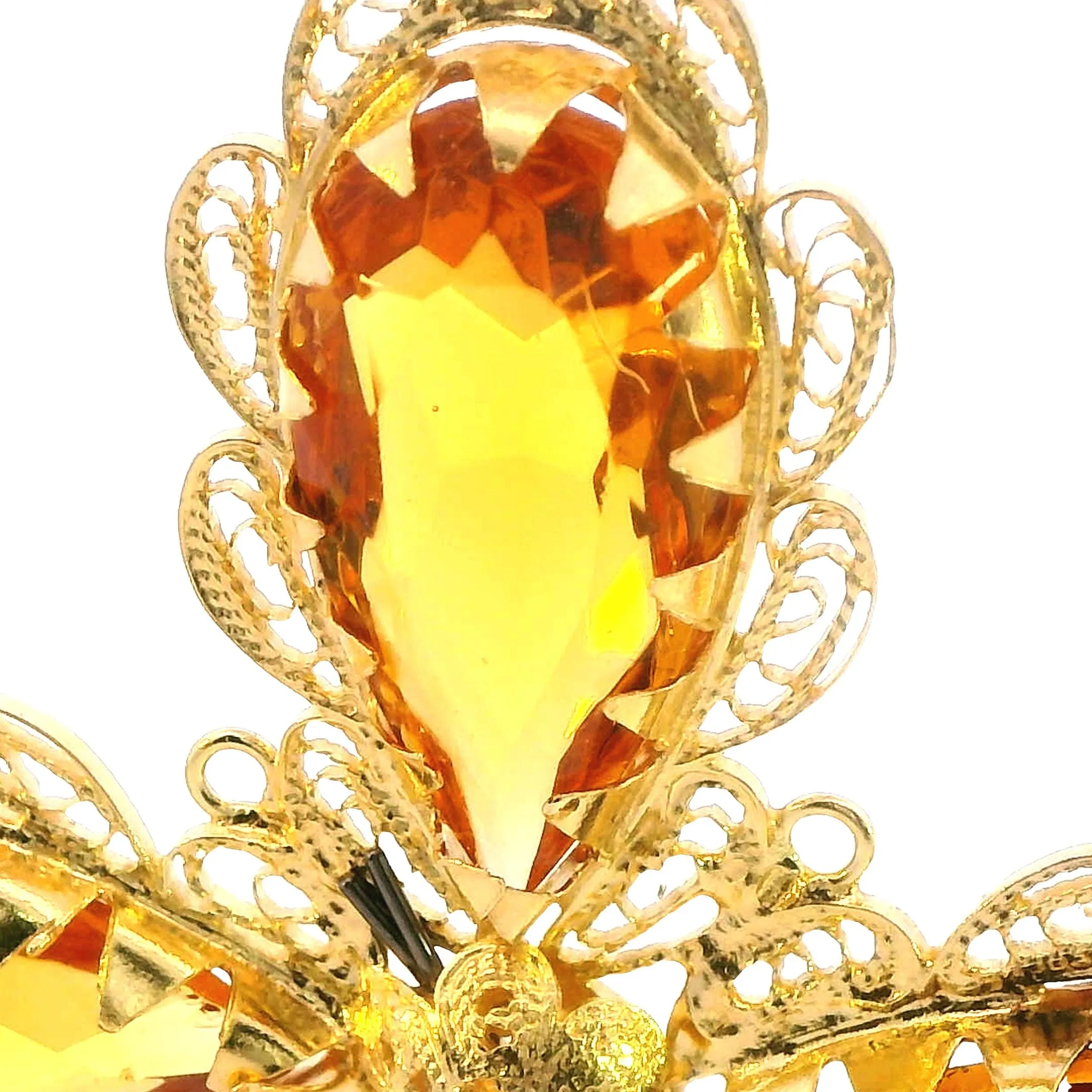 Stunning 22ct Yellow Gold Four-Stone Glass Pendant  Eye-Catching Filigree Design