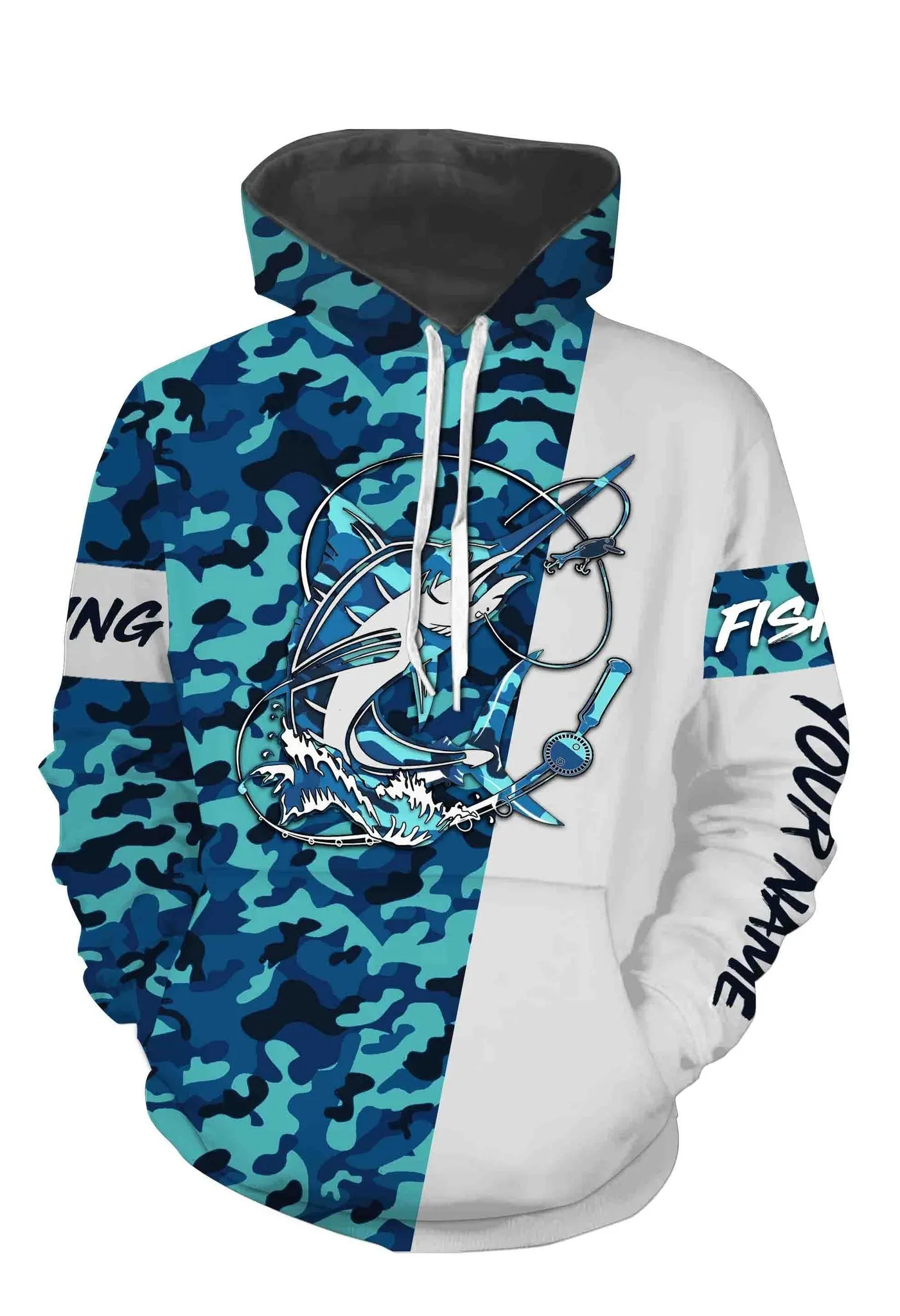 Swordfish Fishing Sea Camo Custom Name Full Printing Shirts Personalized Gift