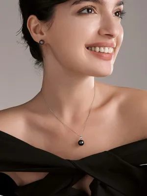 Tahitian Black Pearl Necklace for Women Fine Jewellery Round AAAA  10mm Pearls Pearl Pendant Necklace Gift for Women Her Grandma Wife