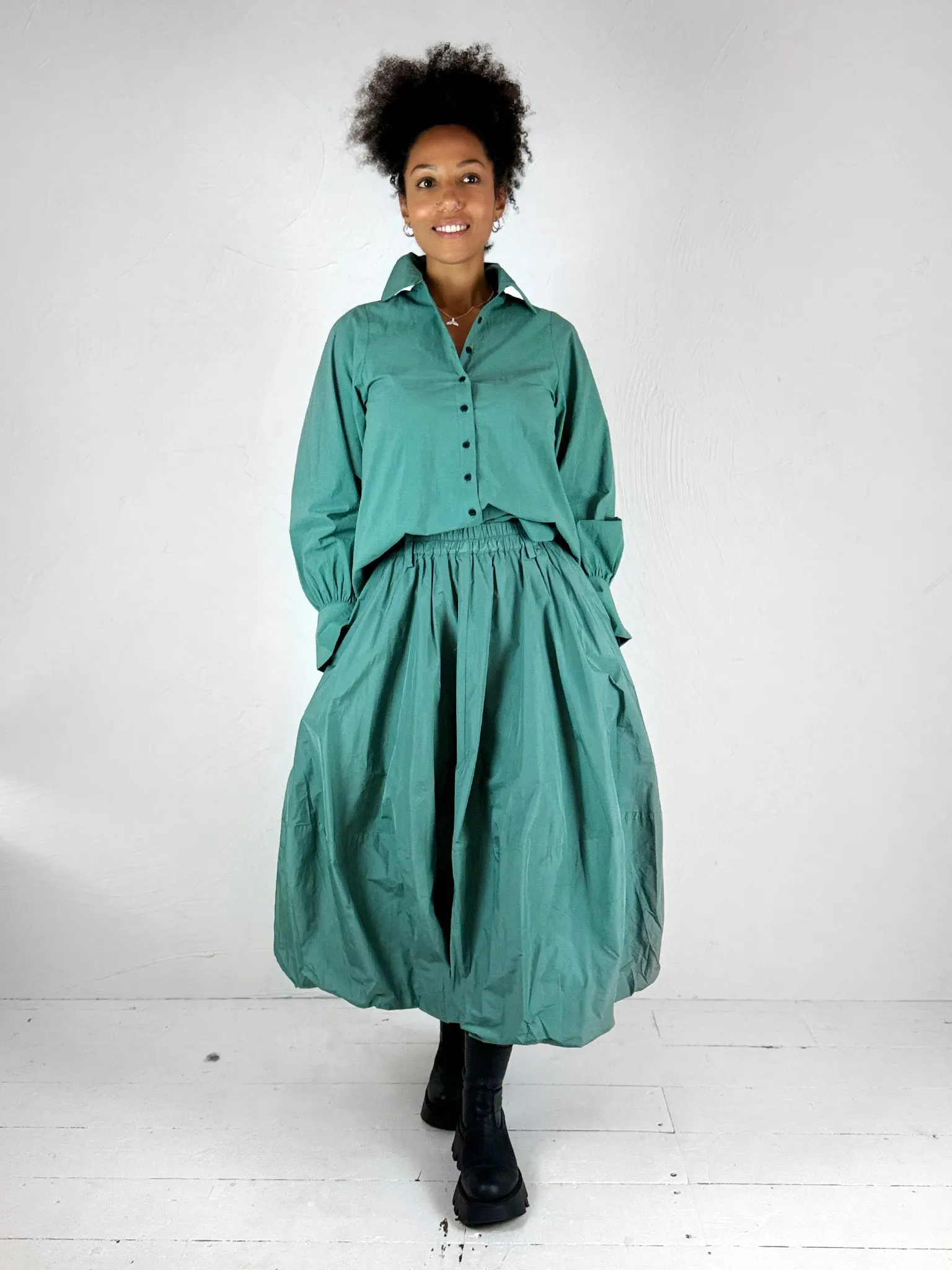Teal Green Taffeta Puffball Skirt