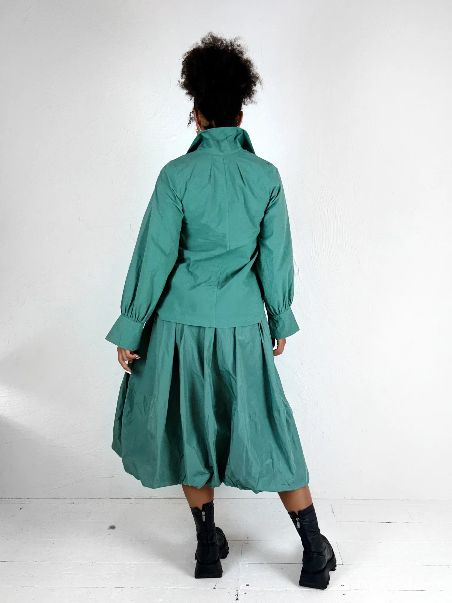Teal Green Taffeta Puffball Skirt