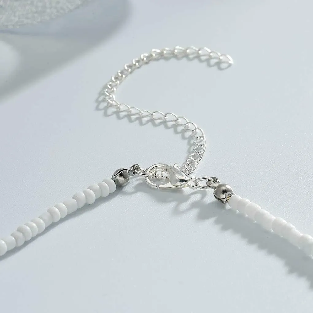 Tgirls Boho Choker Necklace Chain Rice Beaded Necklaces Seed Bead Necklace Accessory for Women