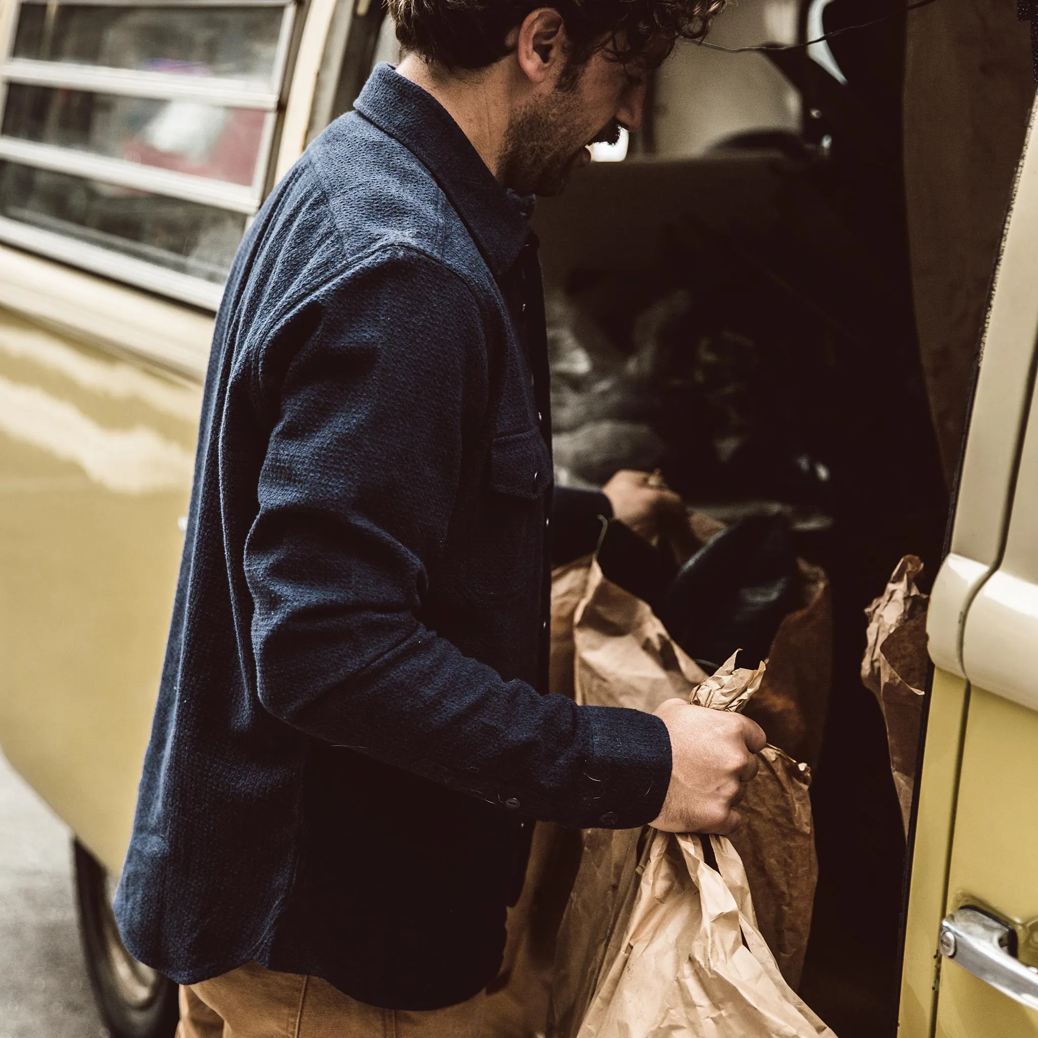 The Utility Shirt in Navy Jacquard