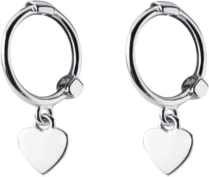 Tiny Love Heart Dangle Small Hoop Earrings for Women S925 Sterling Silver Cartilage Cute Sleeper Dainty Huggie Hoops Jewelry Gifts
