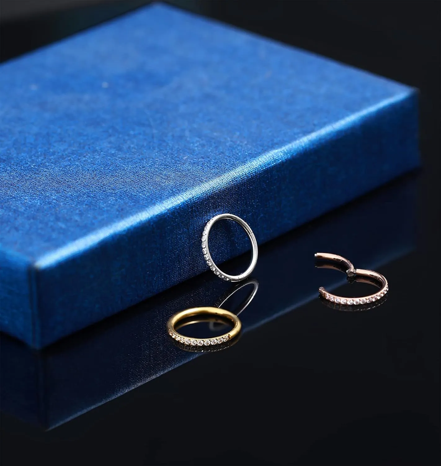 TOBENY 3PCS 18G 16G Nose Rings Hoops for Women Teen Girls CZ Hinged Segment Nose Piercings 316L Surgical Steel Nose Septum Clicker Ring Helix Cartilage Conch Rook Earrings Piercing Jewelry 8mm 10mm