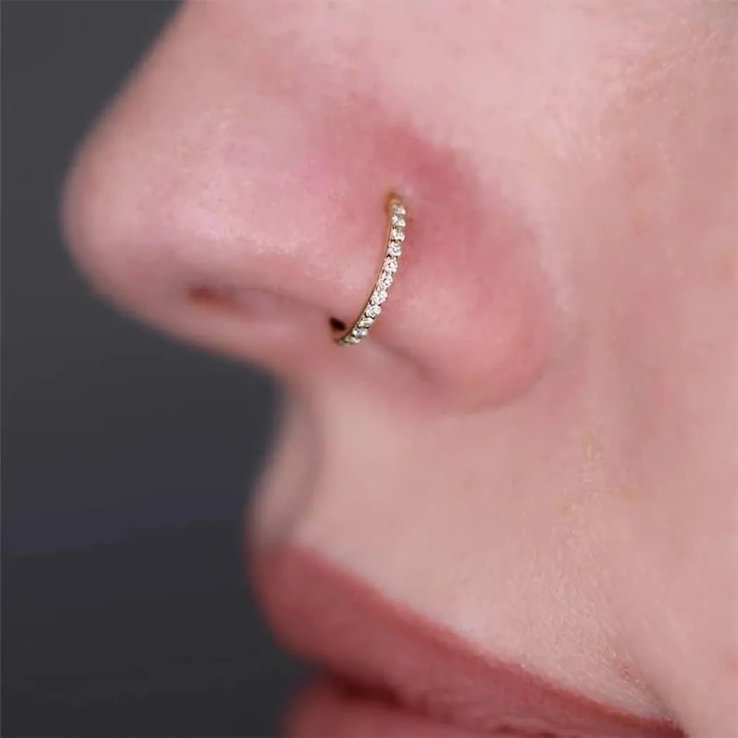TOBENY 3PCS 18G 16G Nose Rings Hoops for Women Teen Girls CZ Hinged Segment Nose Piercings 316L Surgical Steel Nose Septum Clicker Ring Helix Cartilage Conch Rook Earrings Piercing Jewelry 8mm 10mm