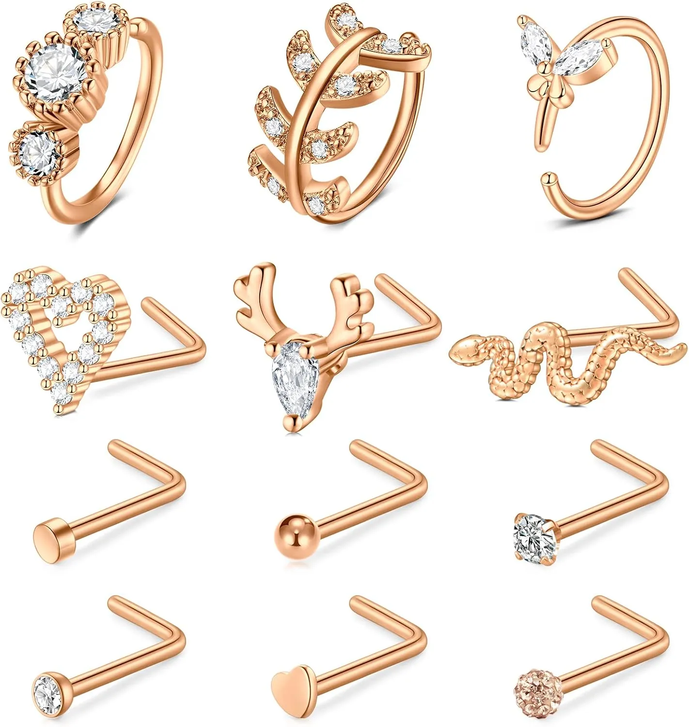 TOKRING 20G Nose Rings Hoops Nose Rings Studs for Nose Piercings Surgical Steel Nose Piercing jewelry for Women Men