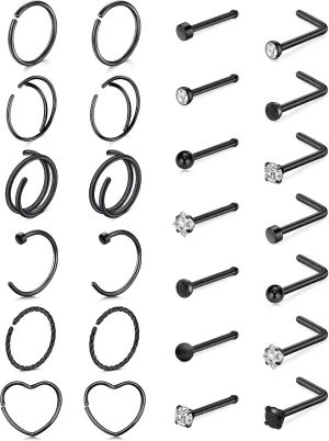 TOKRING 20G Nose Rings Hoops Nose Rings Studs for Nose Piercings Surgical Steel Nose Piercing jewelry for Women Men